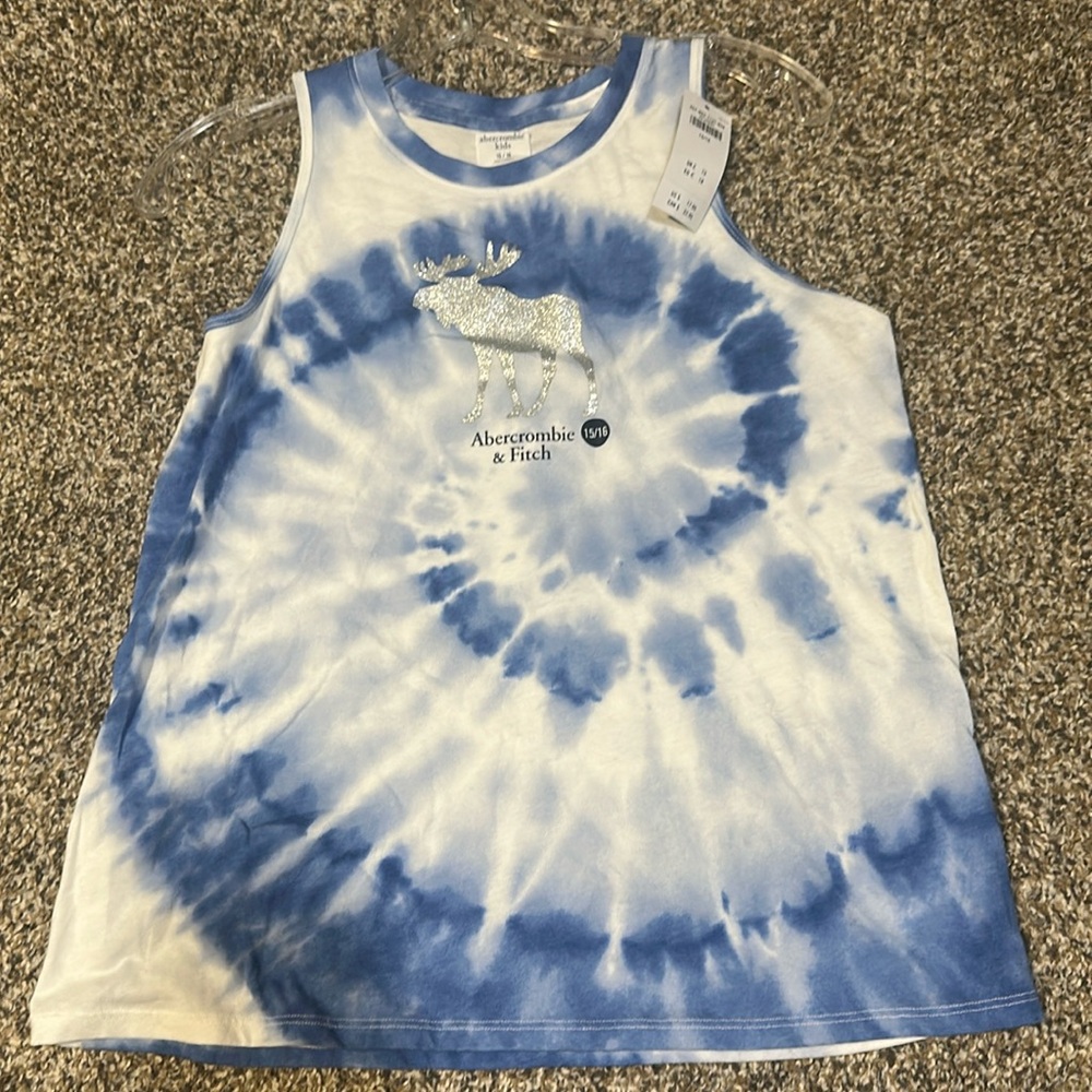 Abercrombie & Fitch Kids White and Blue Swirl Tank Top